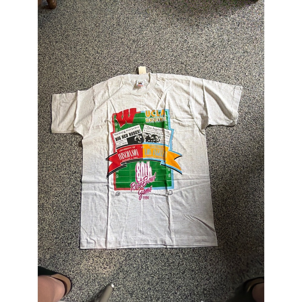 Vintage 1994 Rose Bowl T-Shirt Wisconsin‎ UCLA Fruit of the Loom Gray M USA NWT